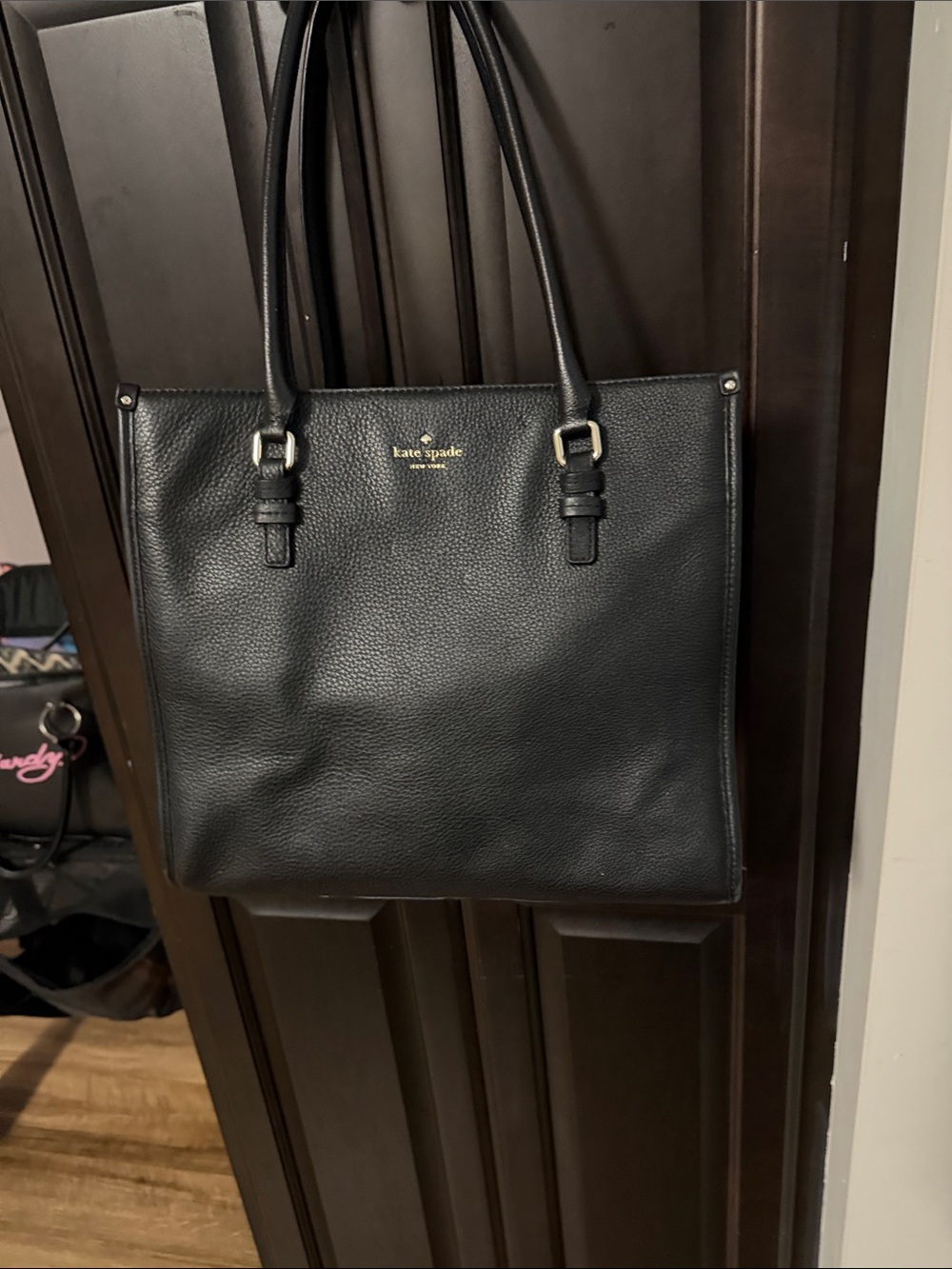 kate spade Black Pebbled Leather Messenger Tote